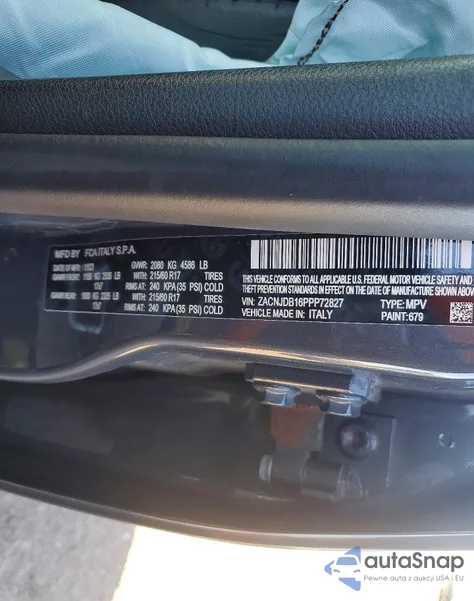 2023 Jeep Renegade Latitude z USA, uszkodzony, nr VIN ZACNJDB16PPP72827